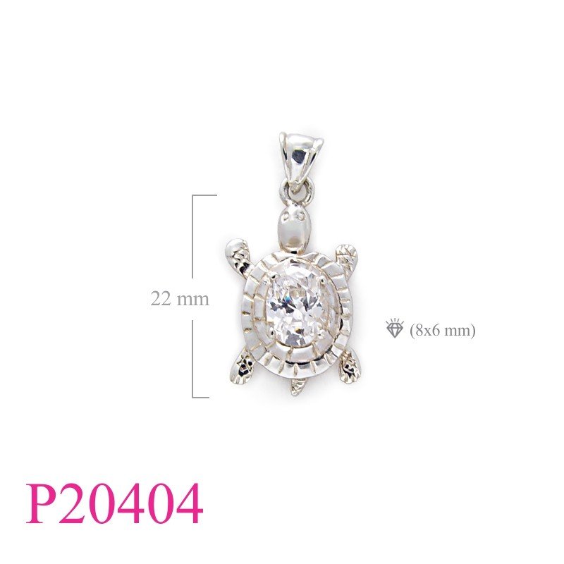 Pendant, tutle with 8x6mm oval stone.