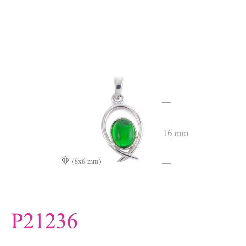 Pendant, oval shape 8x6mm oval stone.