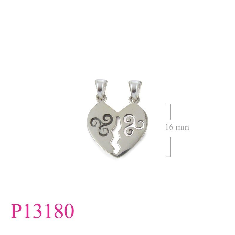 Heart Pendant, Triskelion Pendant, split heart Triskelion design.