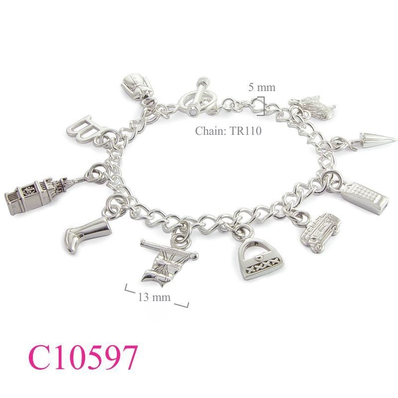 traveling England charms Bracelet with twist round chain