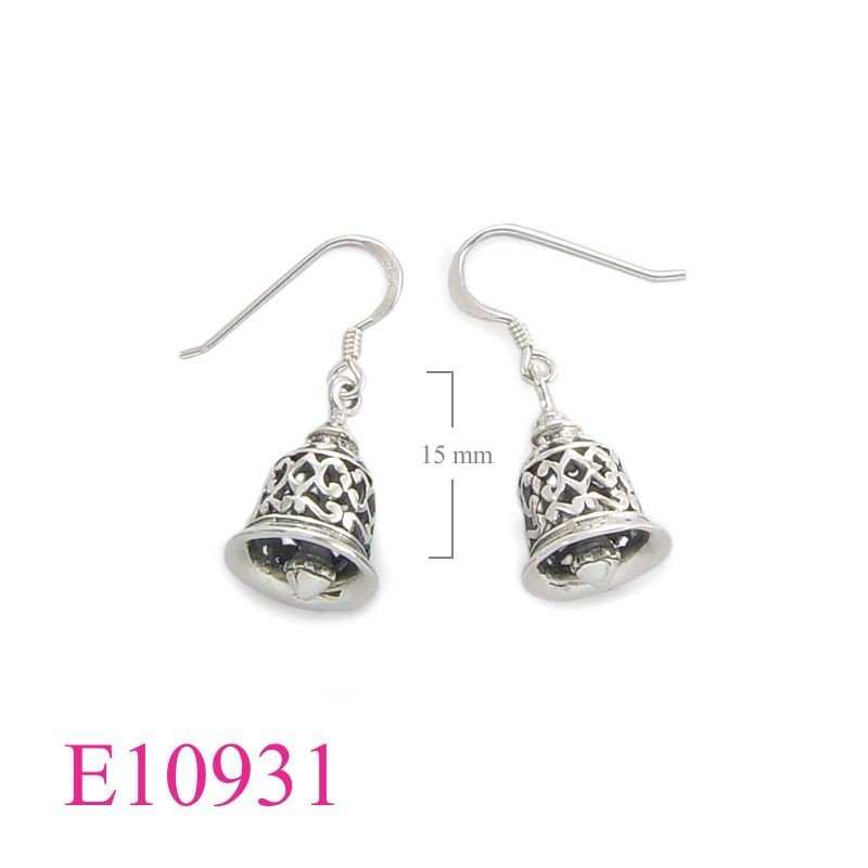 Earrings, stencil bell.