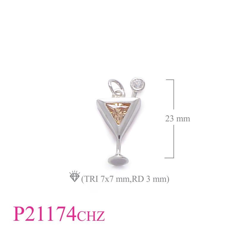 Pendant, martini glass with Champagn CZ stone.