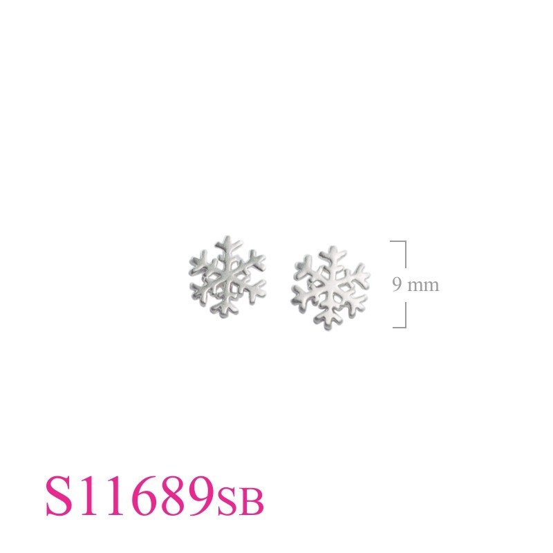 Earrings, 9mm snowflake.