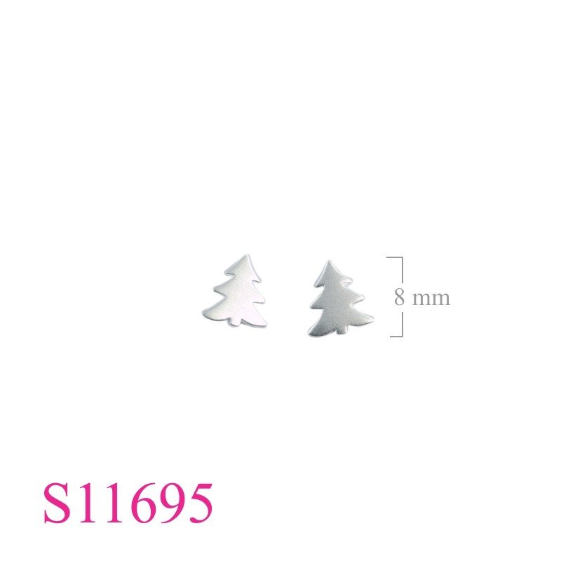 Earrings, flat Christmas tree.