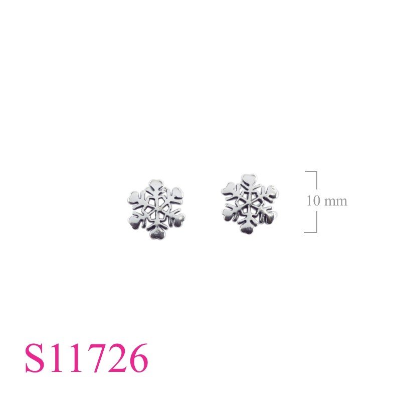 Earrings, 10mm snowflake.