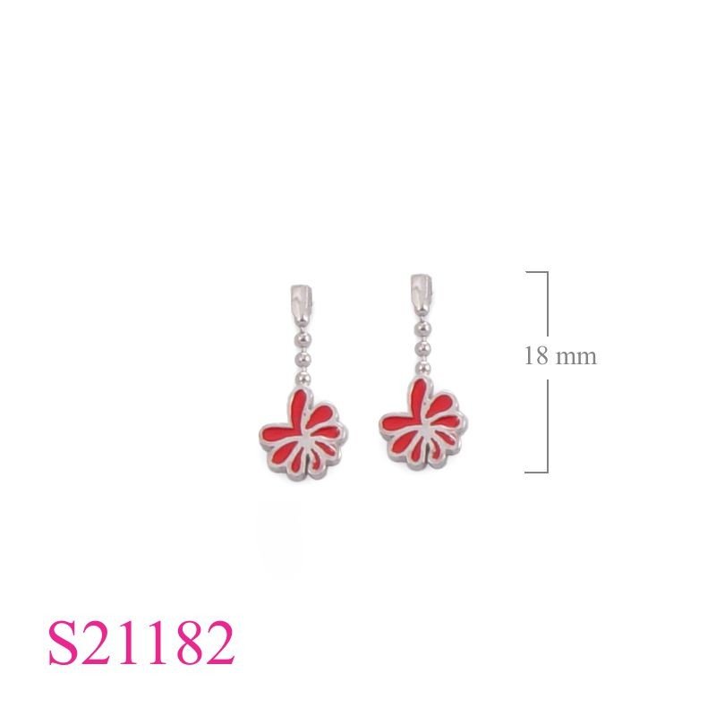 Earrings, enamel firework and ball chain.