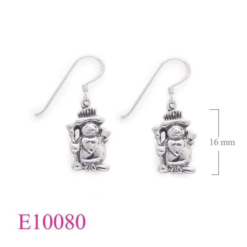 Earrings, snowman.