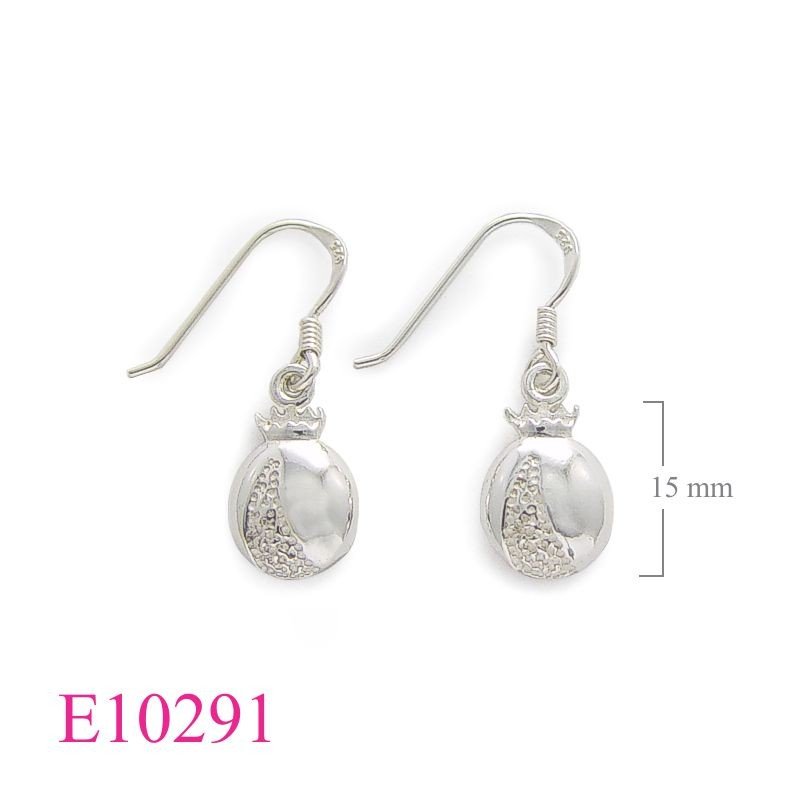 Earrings, a pomegranate.