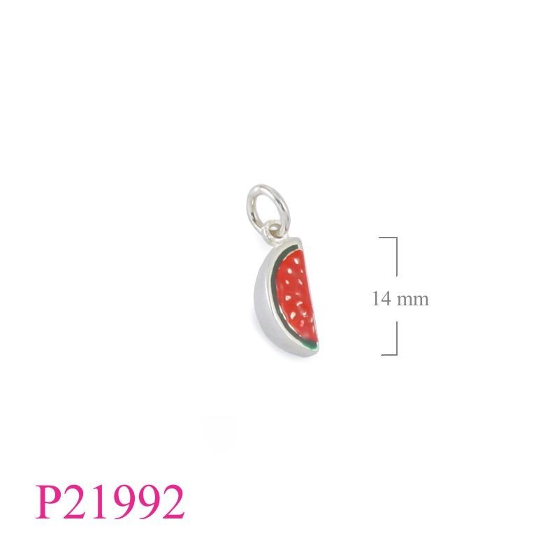 Pendant, watermelon enamel.
