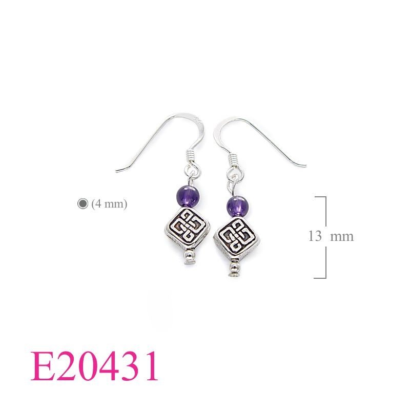 Celtic Earrings, square celtic bead.