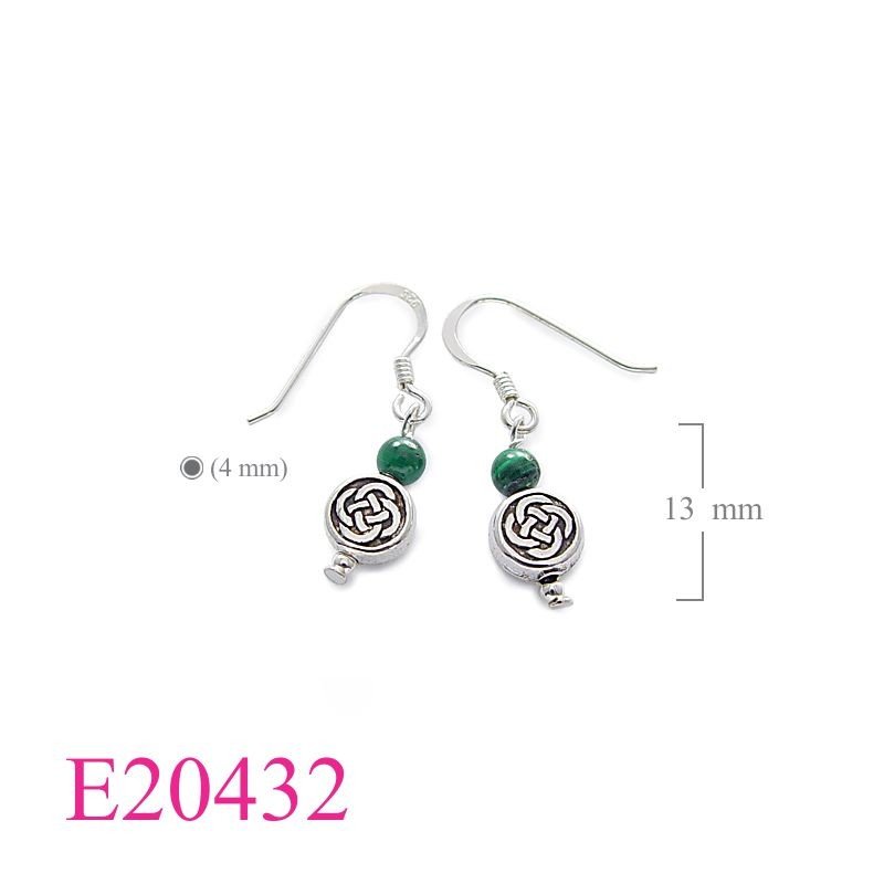 Celtic Earrings, round celtic bead.