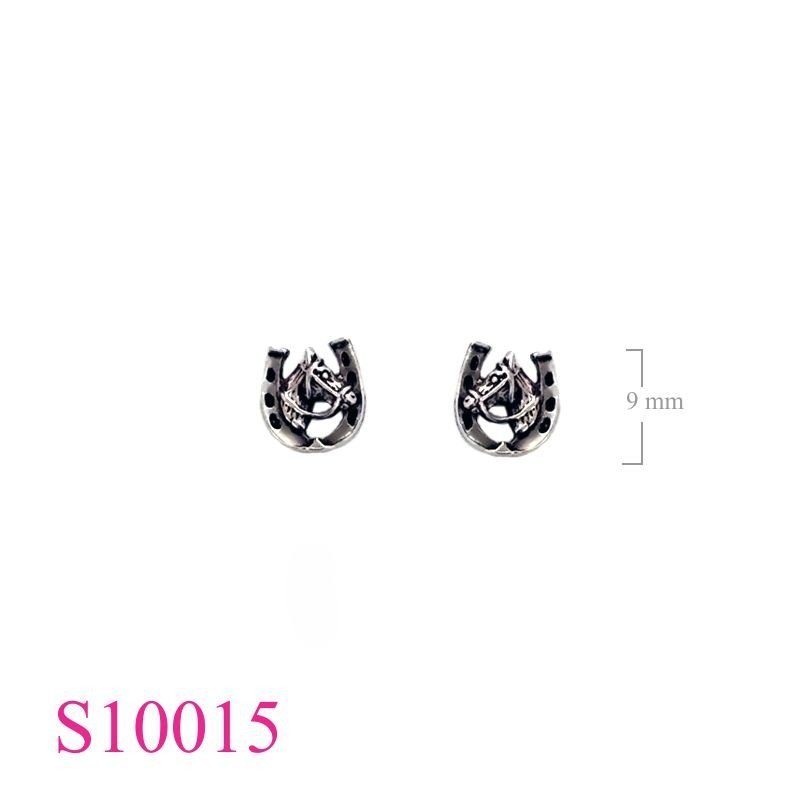 Earrings, horse and shoes.