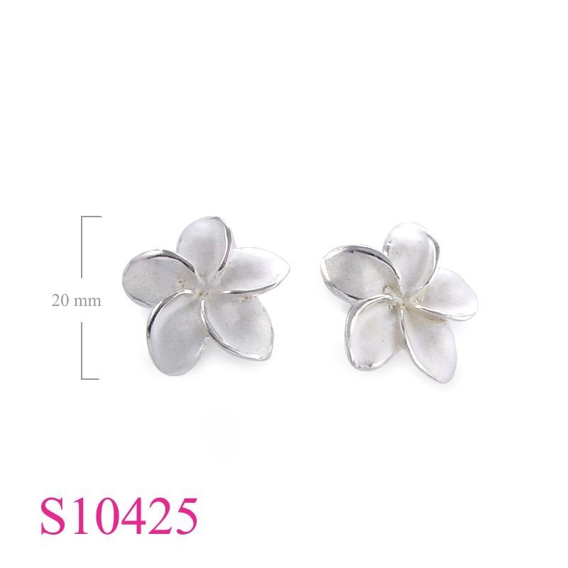 Earrings, big champac flower.