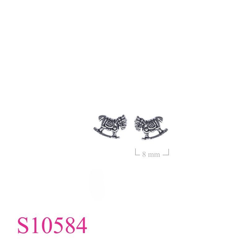 Earrings, rocking horse.