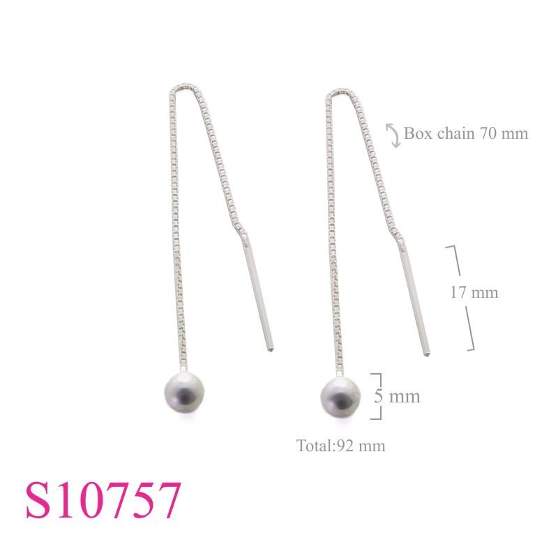 Earrings, 5mm ball and box chain.