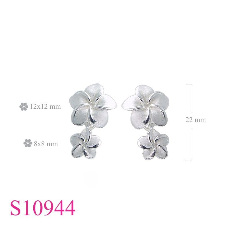 Earrings, 12 and 8mm champac flowers with sandblast.