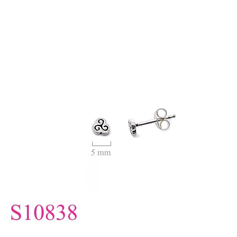 Earrings, small tri-spirals.