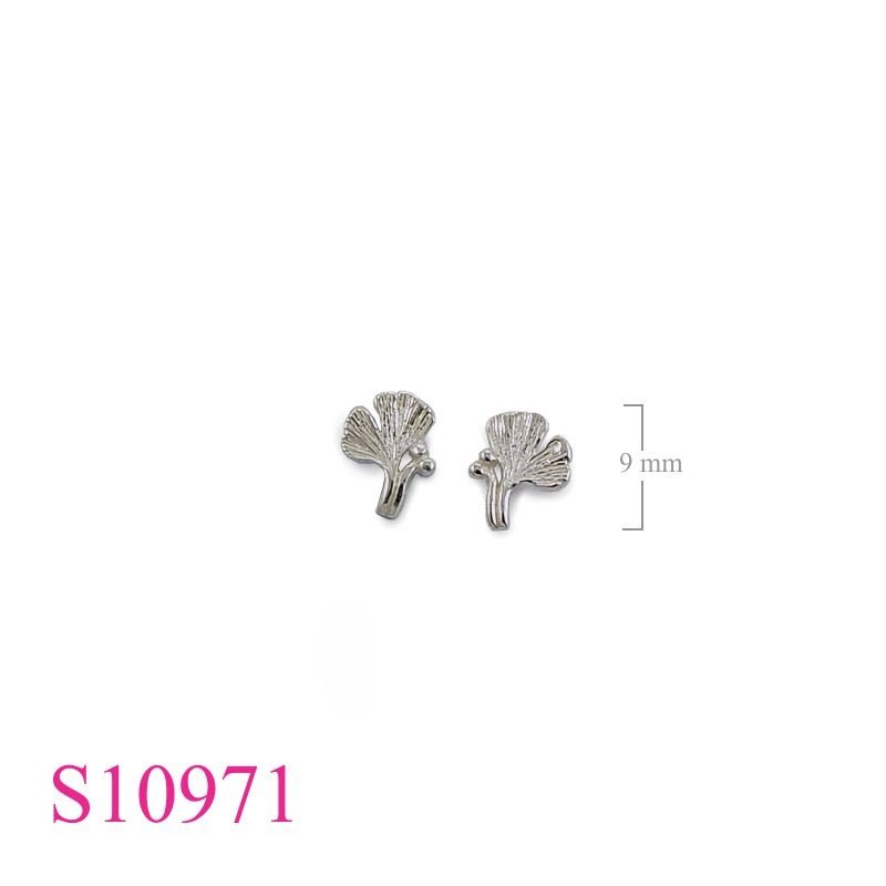 Earrings, ginkgo leaf.