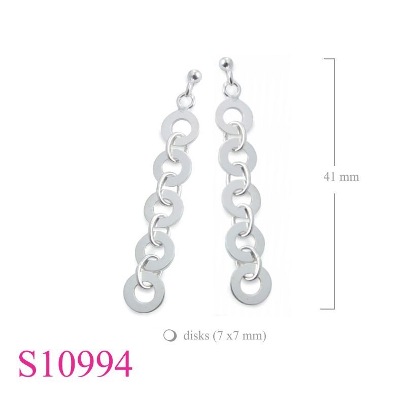 Earrings, 5 hanging disks.