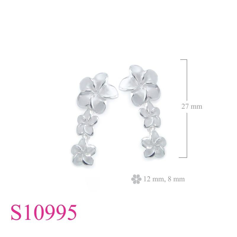 Earrings, 3 champac flowers.