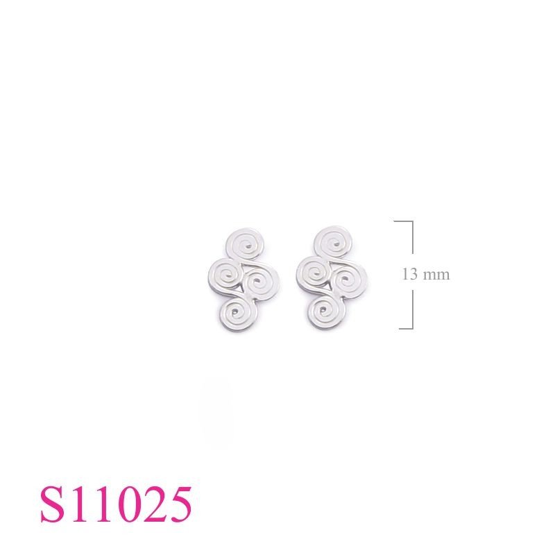 Earrings, tri-spirals.