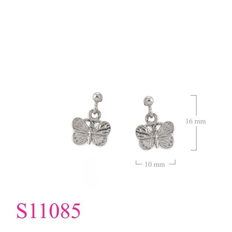 Earrings, butterfly with ball post.