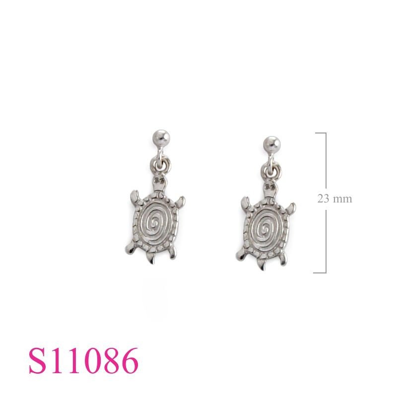 Earrings, turtle with ball post.