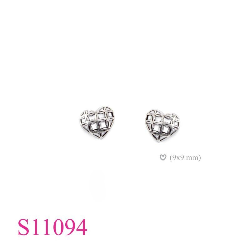 Earrings, cut out design heart.