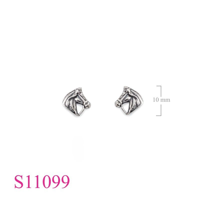 Earrings, 10mm. racing horse head.