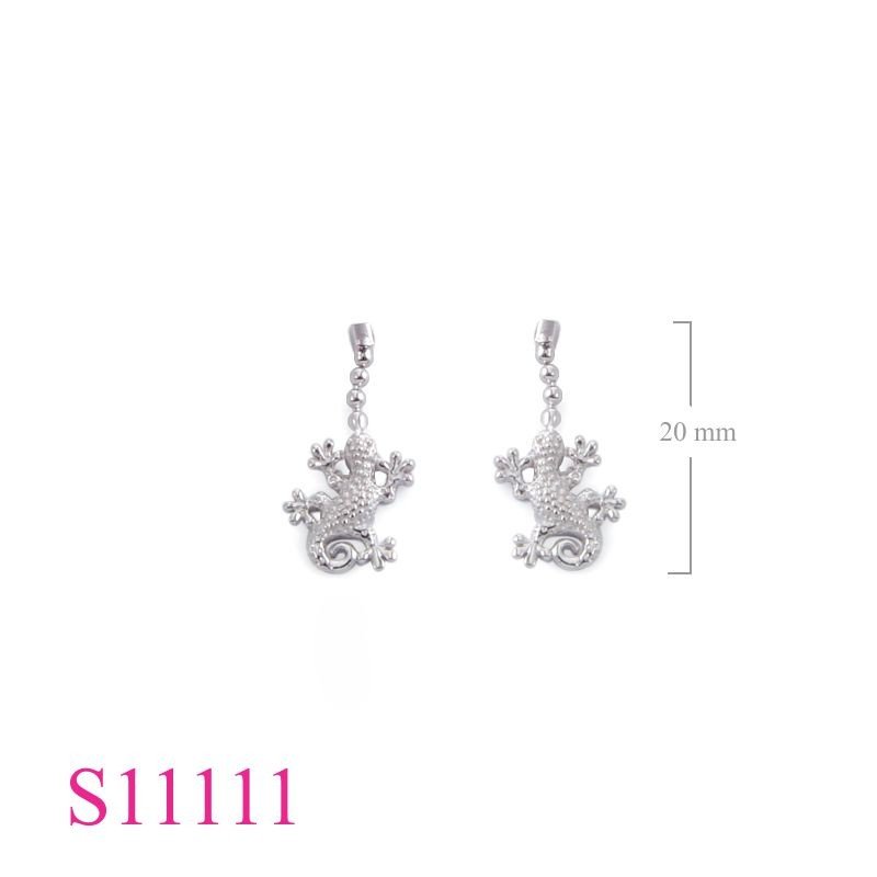 Earrings, salamander and ball chain.