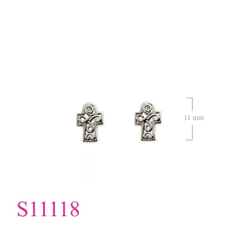 Earrings, cross.