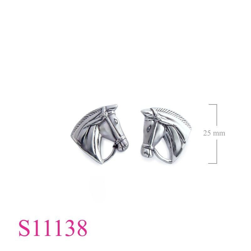 Earrings, 25mm. horse head.
