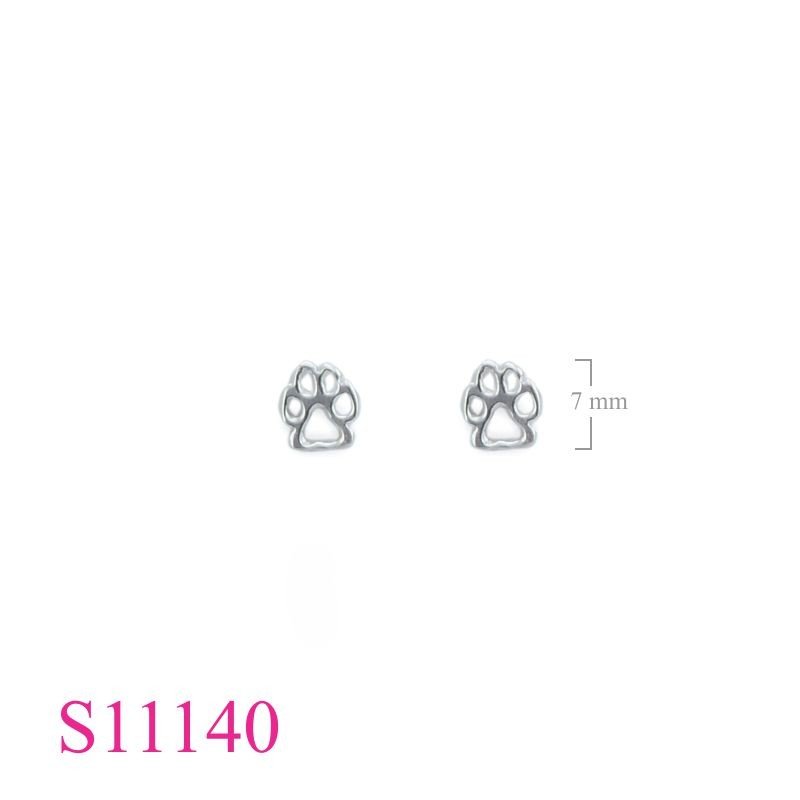 Earrings, cot out fox foot print.