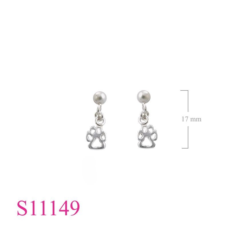 Earrings, fox footprint with ball post.