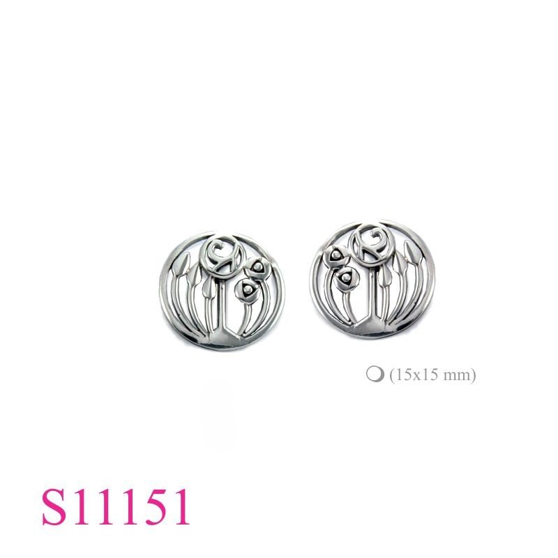 Rose Earrings, Mackintosh Earrings, roundMackintosh design.
