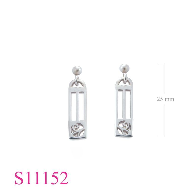Earrings, rectangle Mackintosh design.