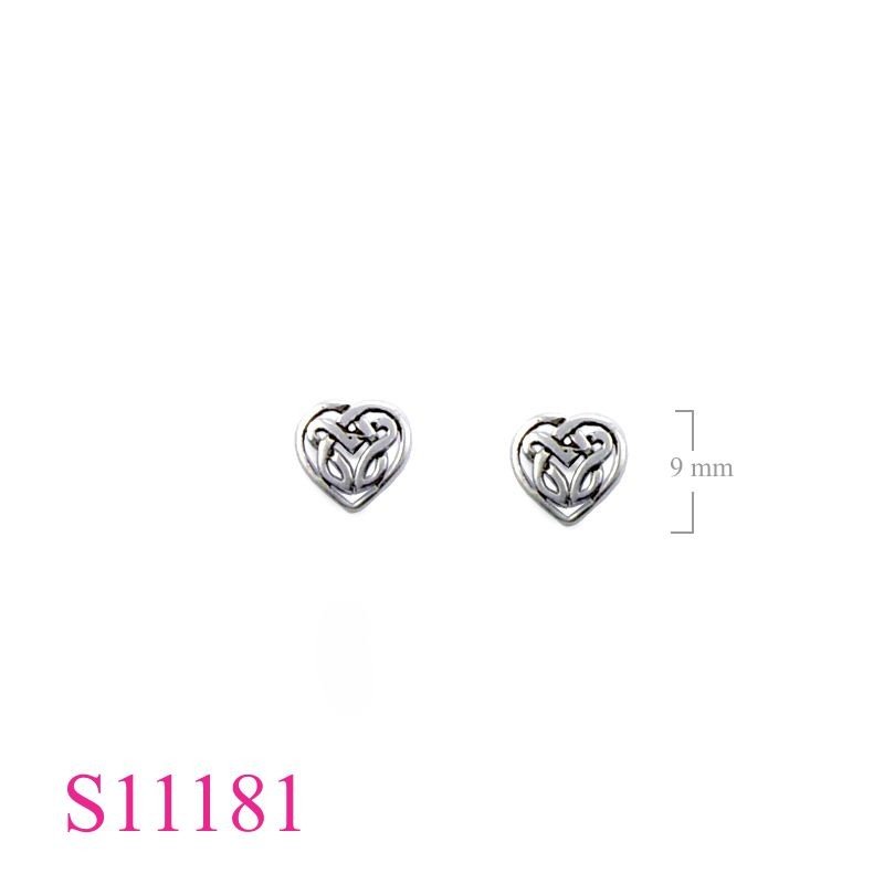 Celtic Earrings, Heart Earrings, 8mm  Celtic.