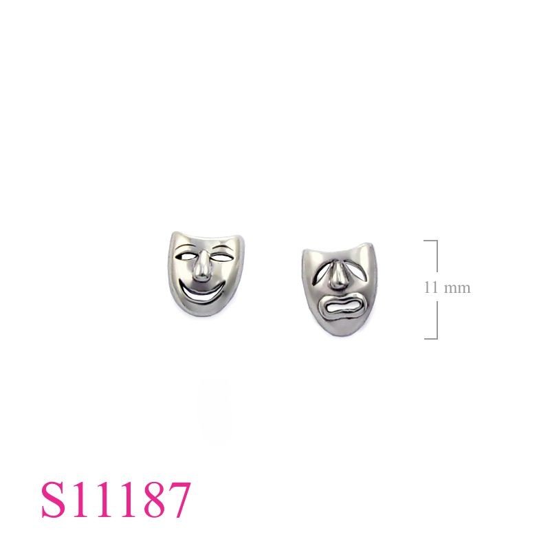 Earrings, happy and sad masks.