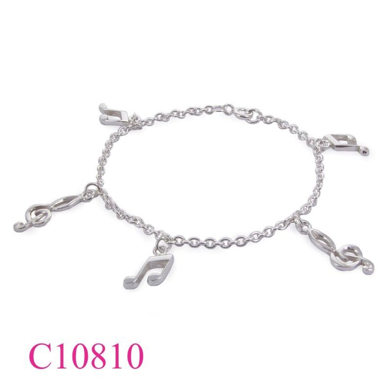 Music Bracelet, Music Note Bracelet, 7.5 inches normal chain and 5charms.
