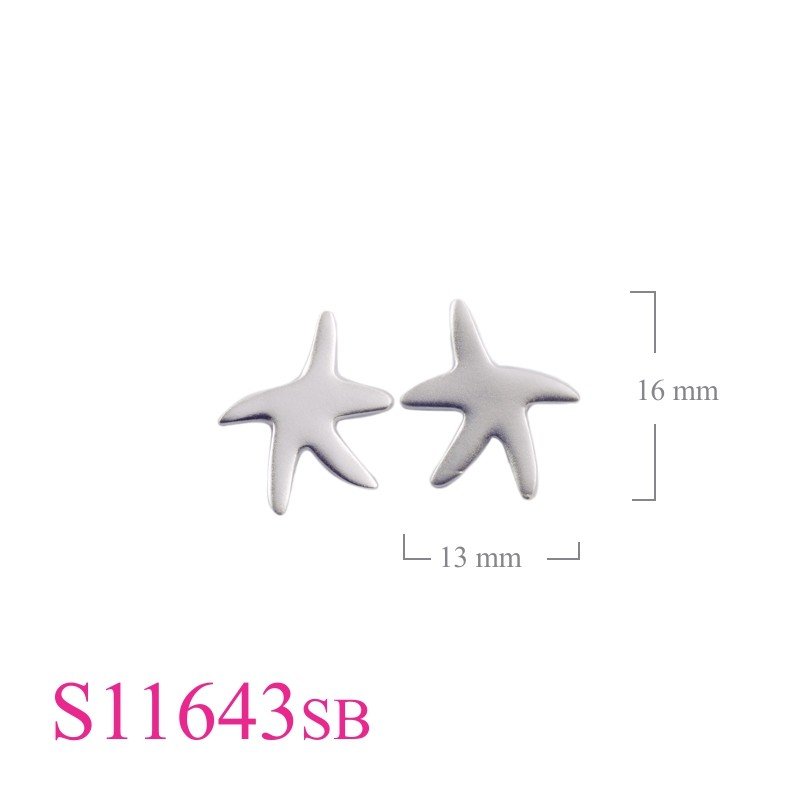 "Starfish Earrings, Sandblast 13mm flat starfish."