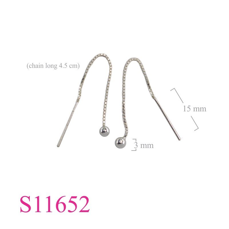 Earrings, 3mm ball and chain.
