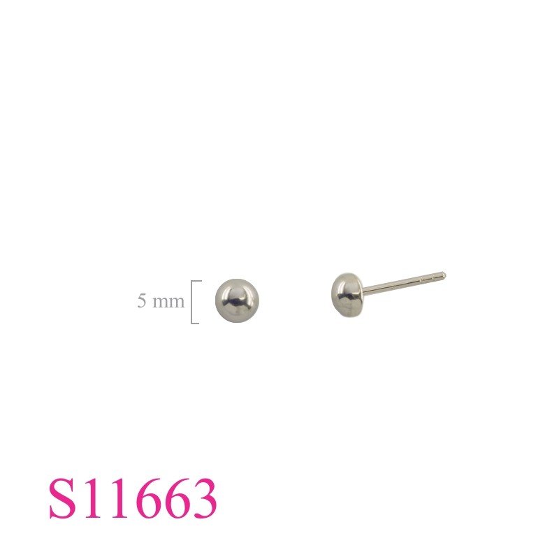 Earrings, 5mm half ball.