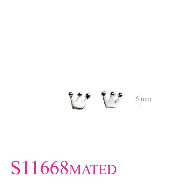 Earrings, Matt surface crown with Silver plated.