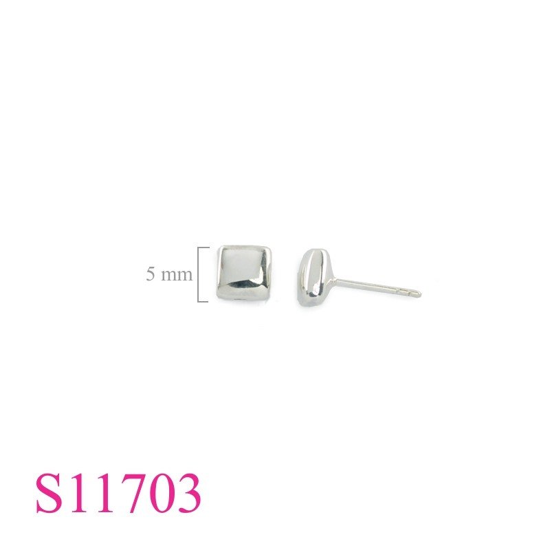 Earrings, 7mm puff square.
