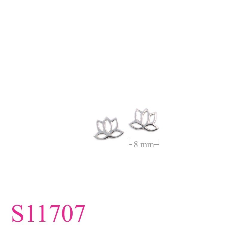 Earrings, openwork lotus.