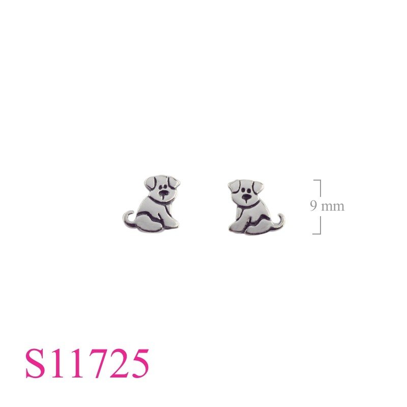 Earrings, sitting dog.