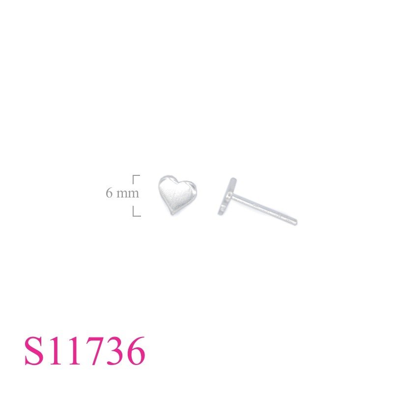 Earrings, 6mm flat heart.