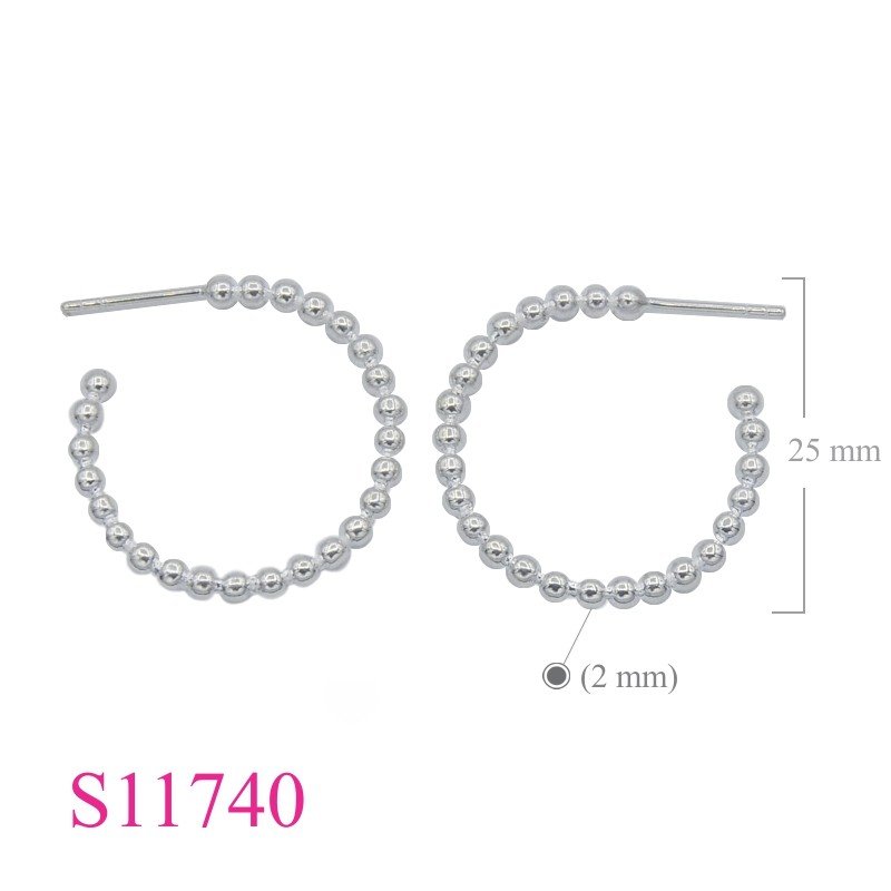 Earrings, 25mm balls hoop.