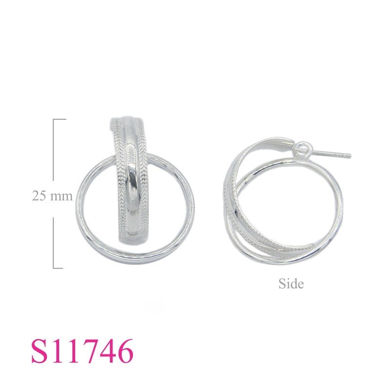 Earrings, curve band and hoop.