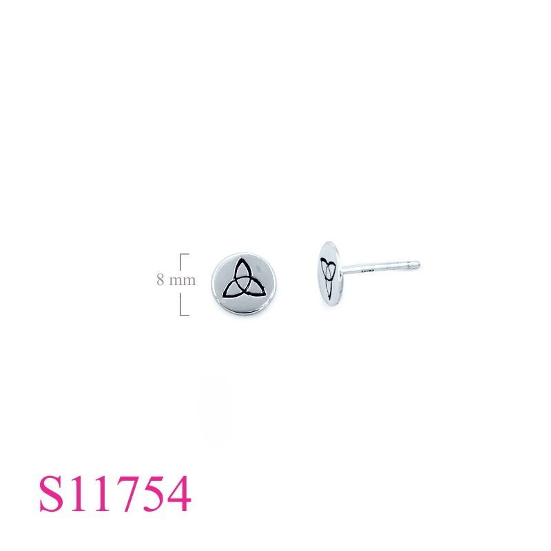 Earrings, 8mm round Trinity.
